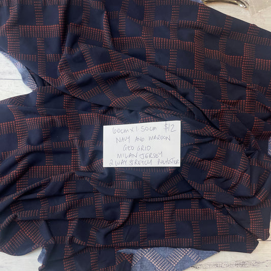 60cm Navy & Maroon Geo Grid Milan Jersey