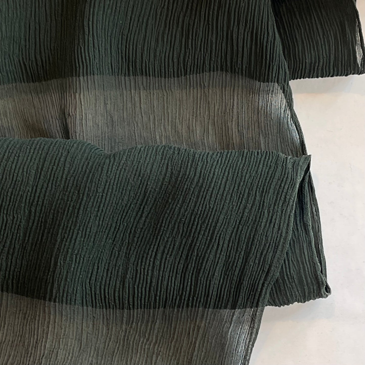 Deep Forest Green Crinkle Silk Chiffon