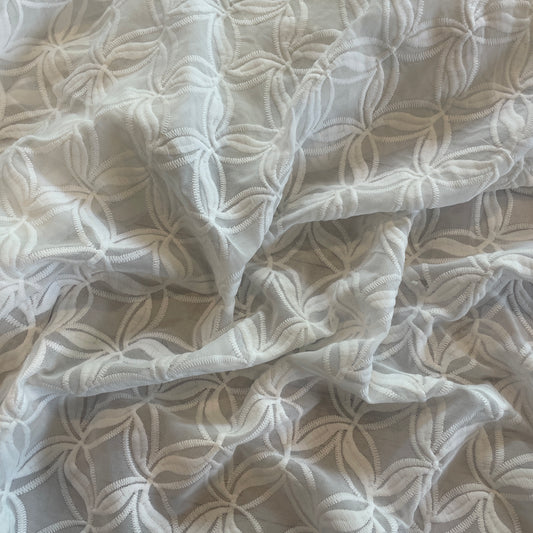 Geo leaves embroidered georgette