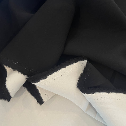 Black white bonded reversible stretch crepe suiting