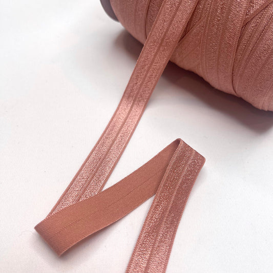 Pecan 15mm Satin Foldover Elastic