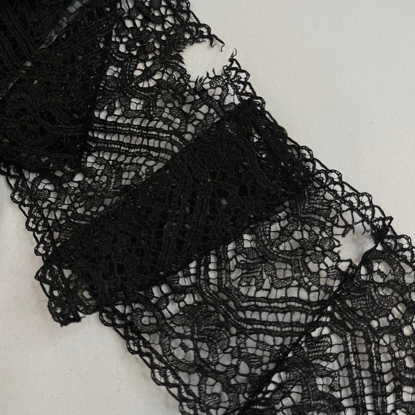 Black Vintage Hand Made Lace Piece *Damaged