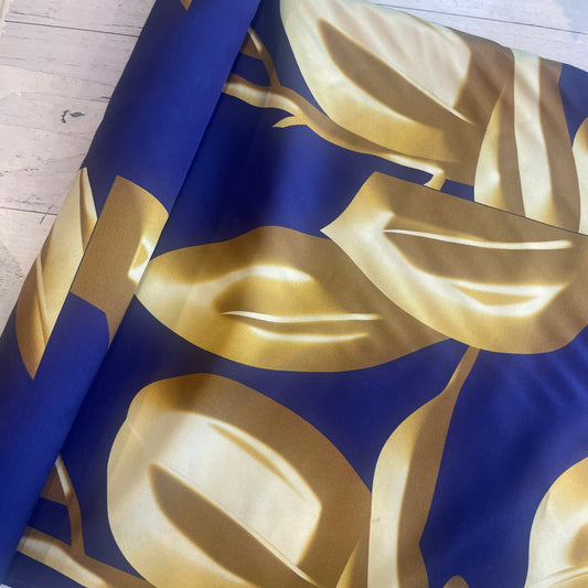 Caramel leaves silk twill lawn