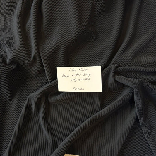 1.8m Black Ribbed Jersey