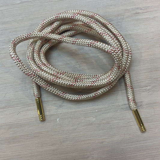 Natural pink stripe gold toggle toggled cord tie 170cm