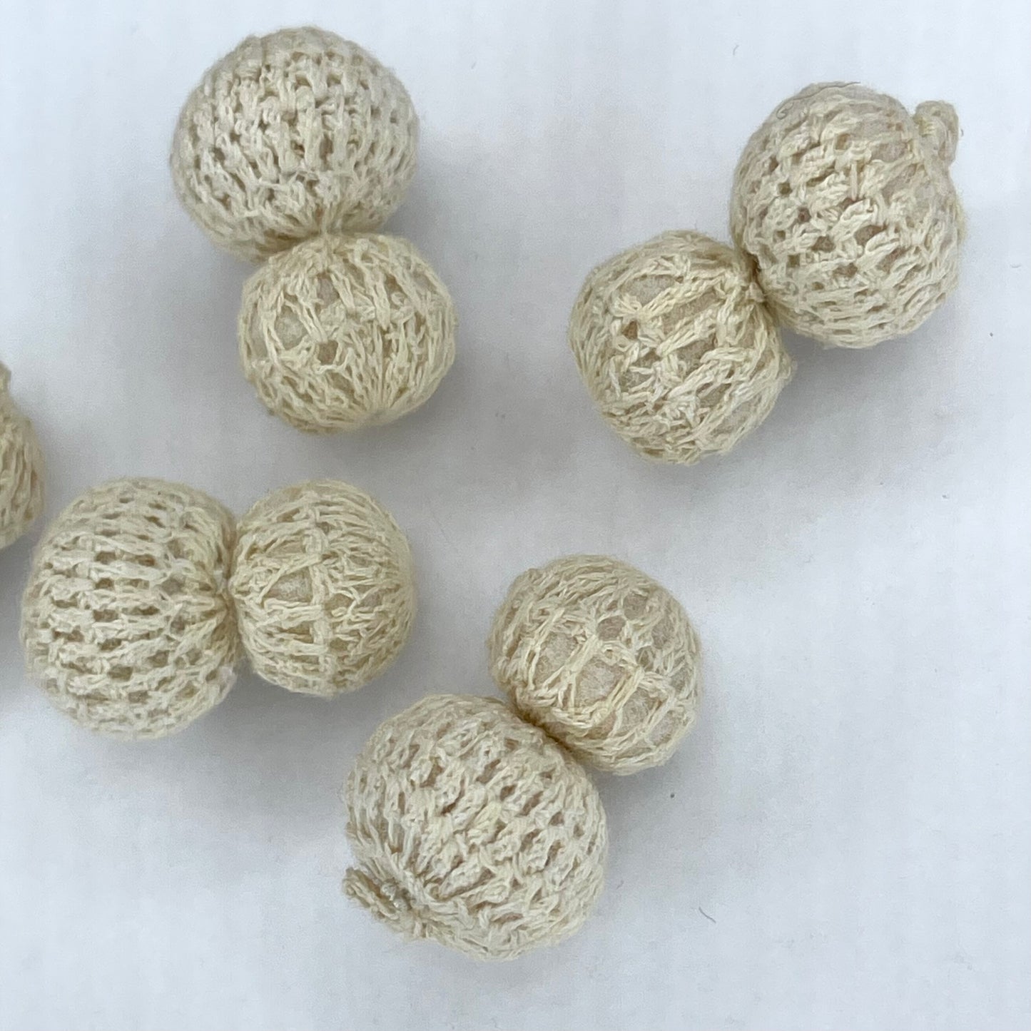 Cream Crochet Double Bobble Button