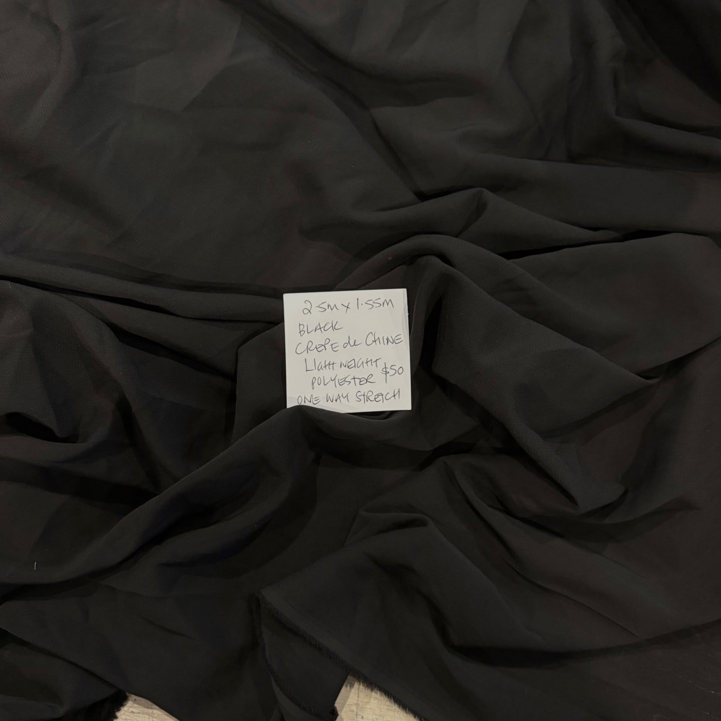 2.5m Black Crepe De Chine
