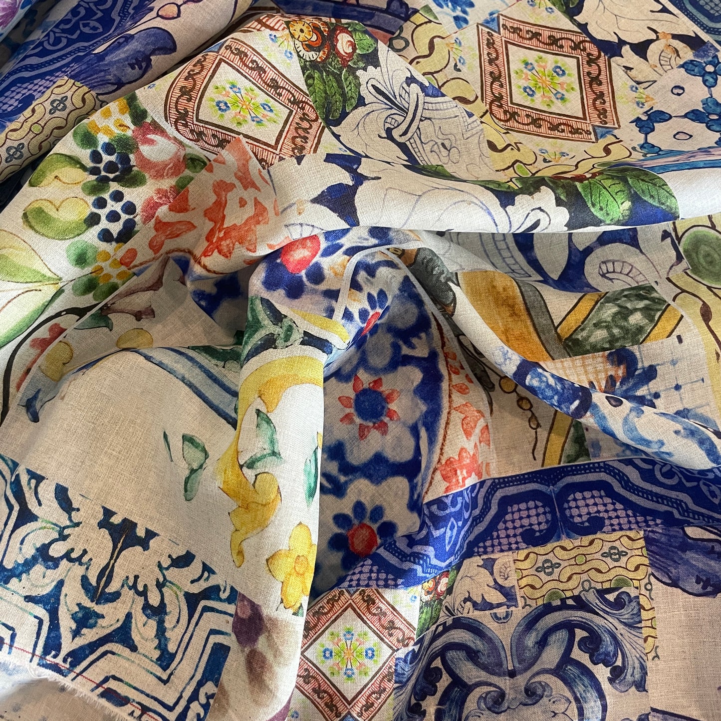 Trento Azure linen viscose