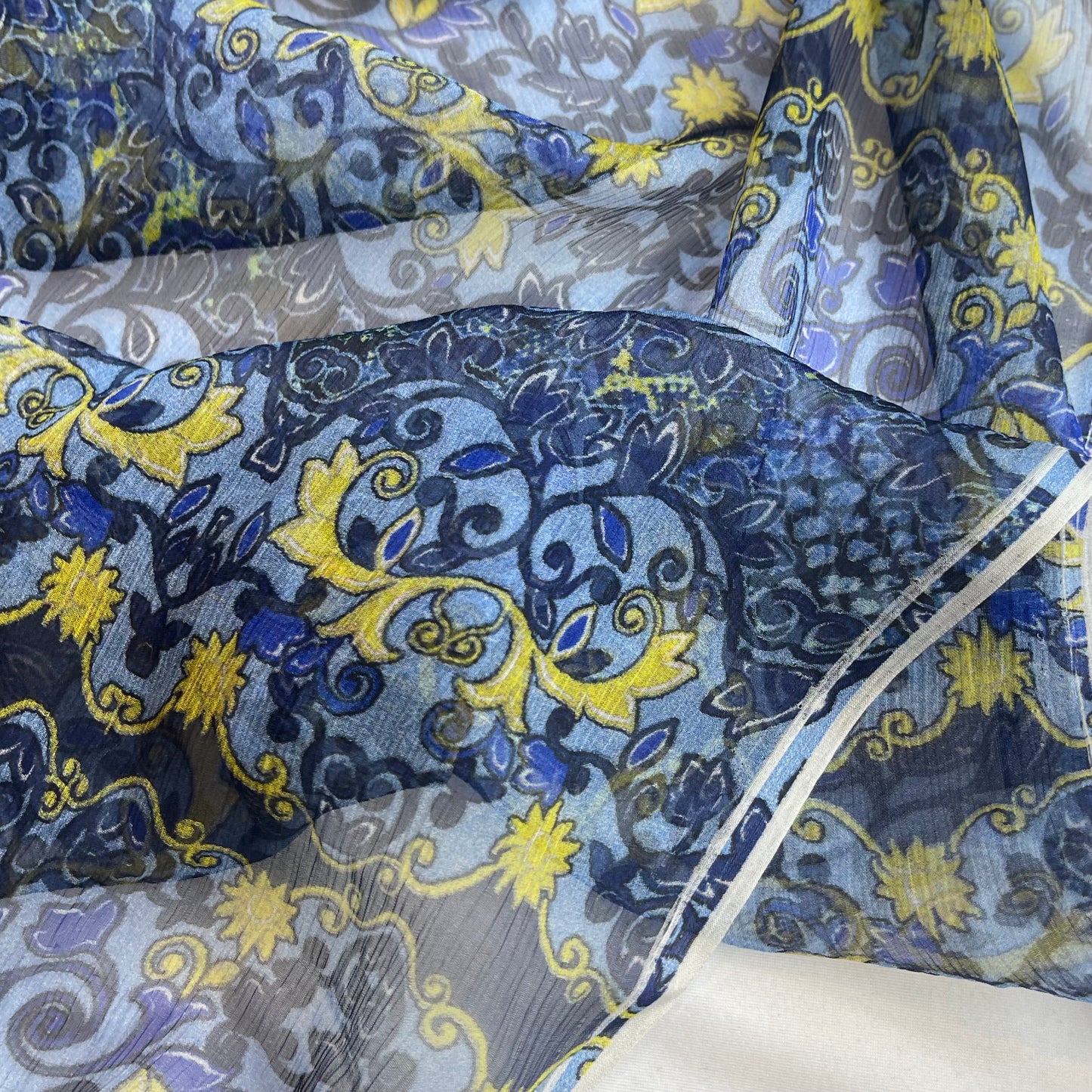 3mtrs Blue Trellis Silk Chiffon