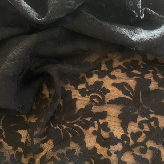 1.9m black embroidered organza