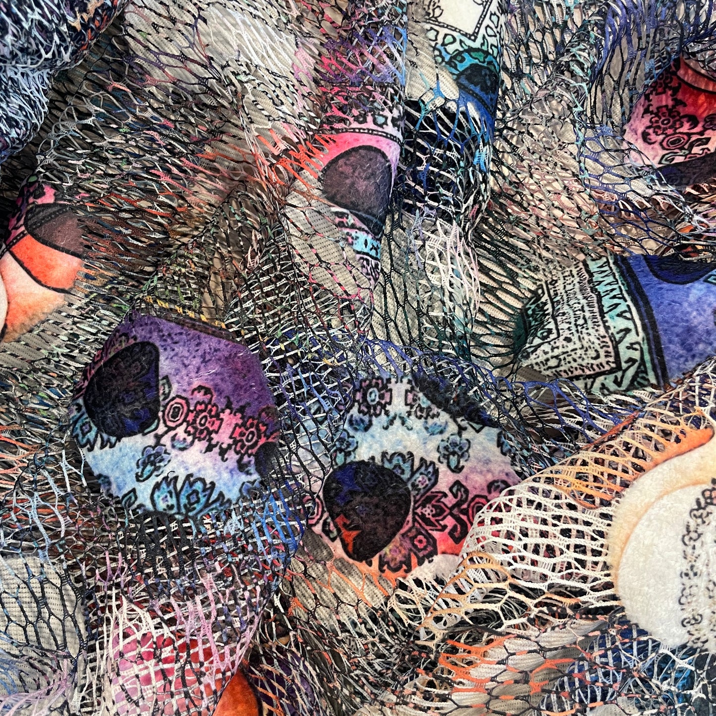 Rainbow boho printed mesh lace