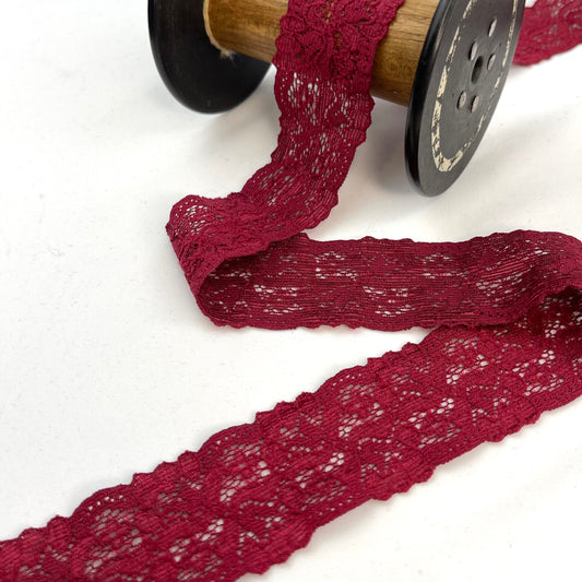 Claret Floral 40mm Stretch Lace