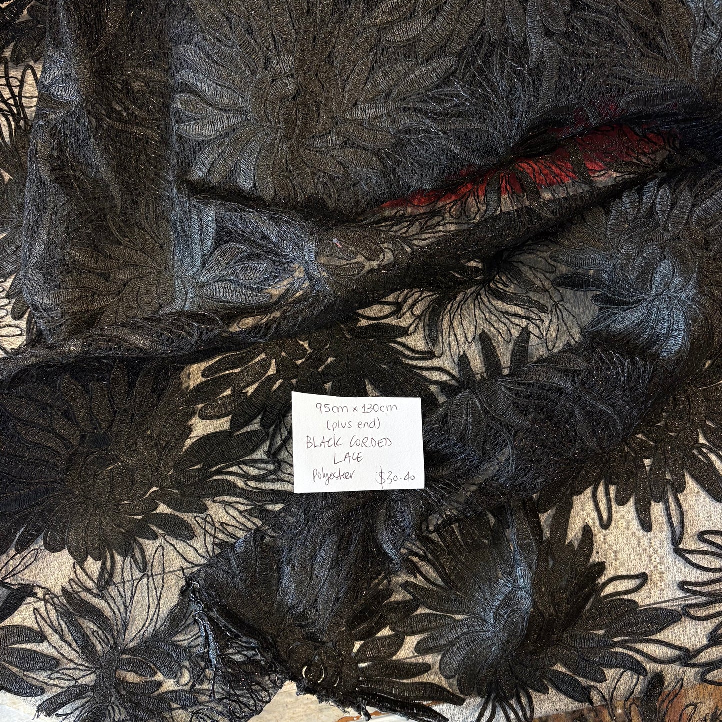 95cm Black Corded Lace