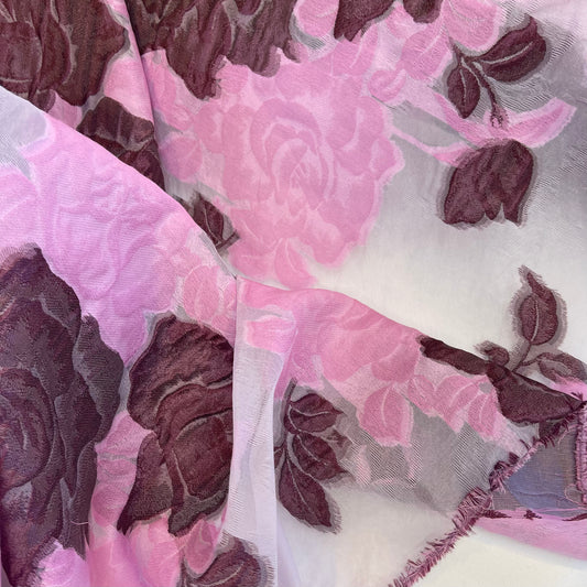 Rambling rose silk cloque organza