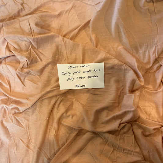 80cm Dusty Pink Single Knit Poly Viscose Spandex