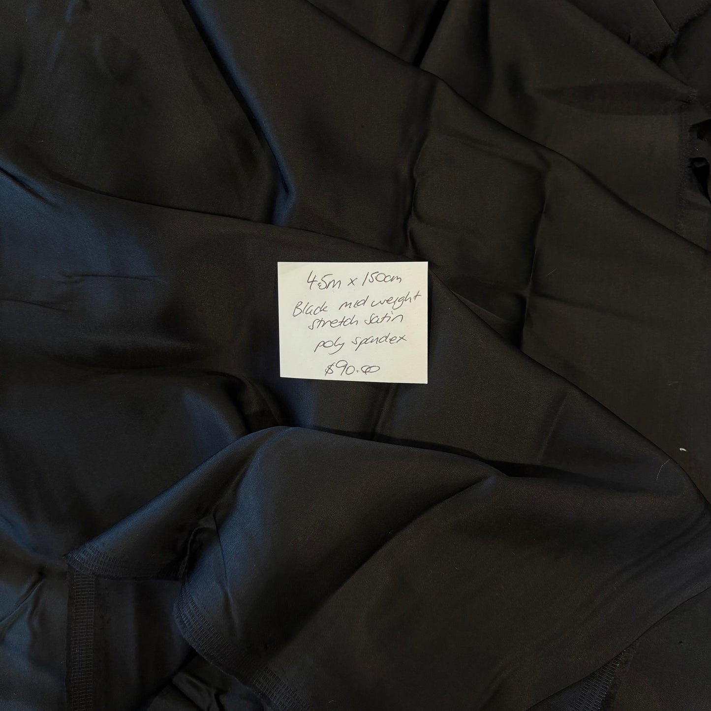 4.5m Black Mid Weight Stretch Satin