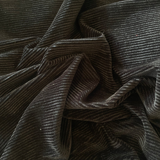 2.4m black ribbed stretch velvet