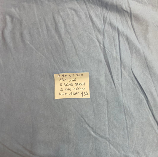 2.4m Sky Blue Viscose Jersey