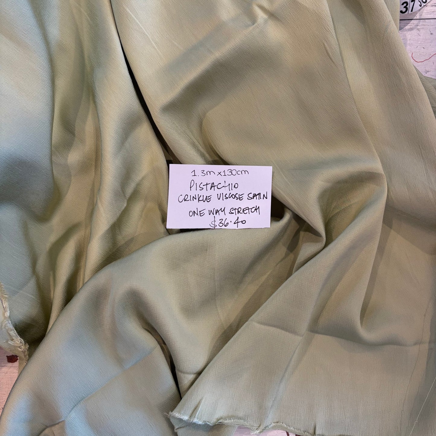 1.3m Pistachio Crinkle Viscose Satin