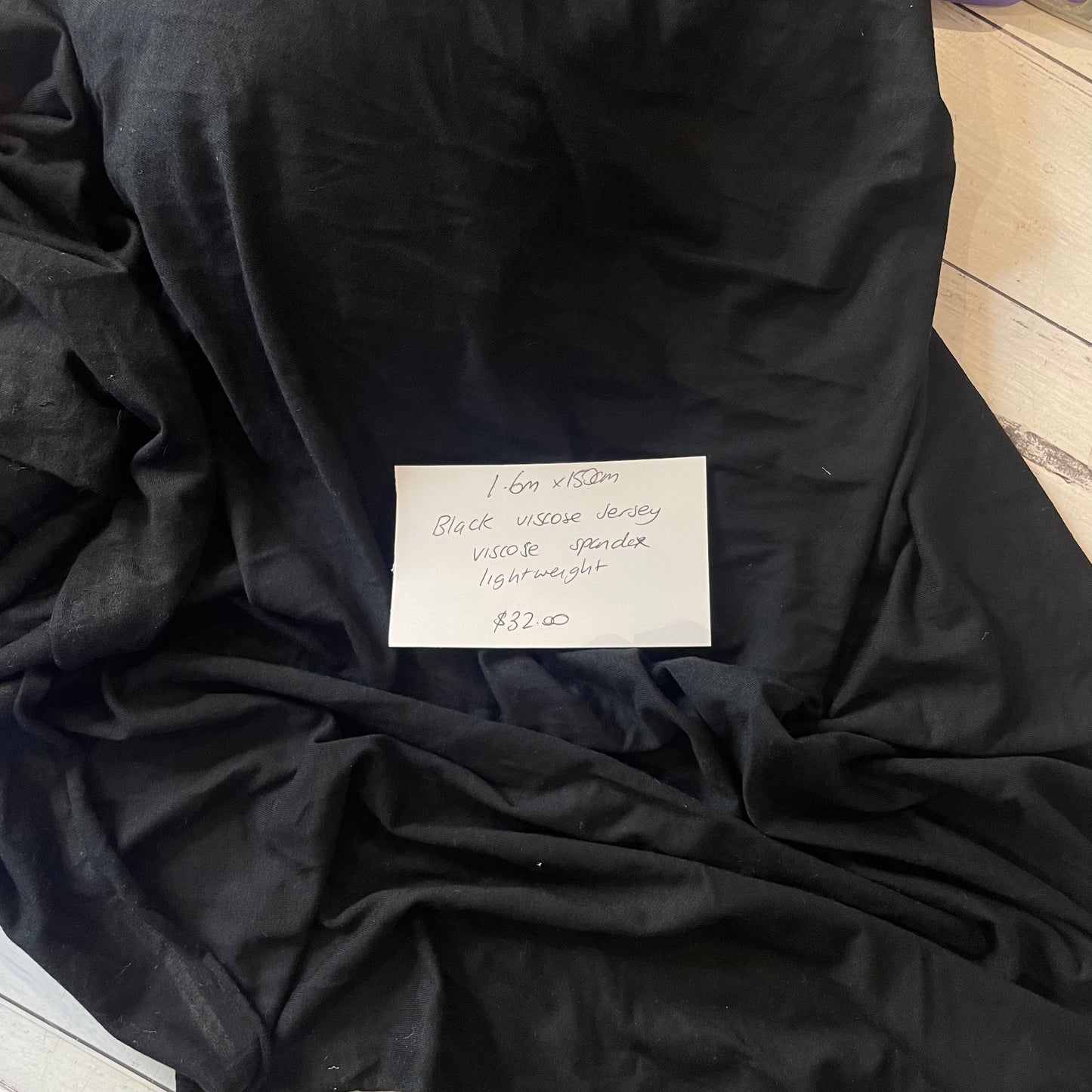 1.6m Black Viscose Jersey