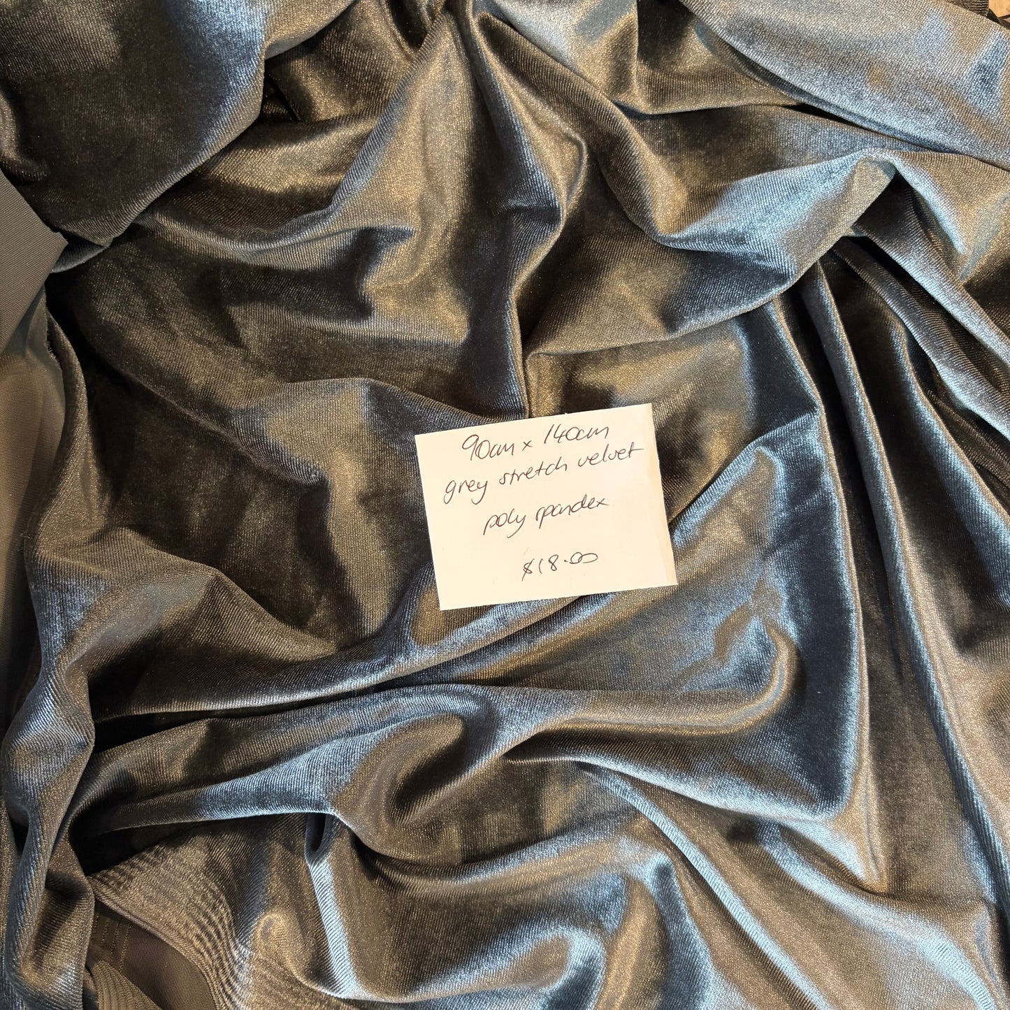 90cm Grey Stretch Velvet