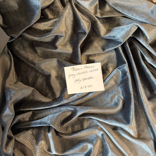 90cm Grey Stretch Velvet