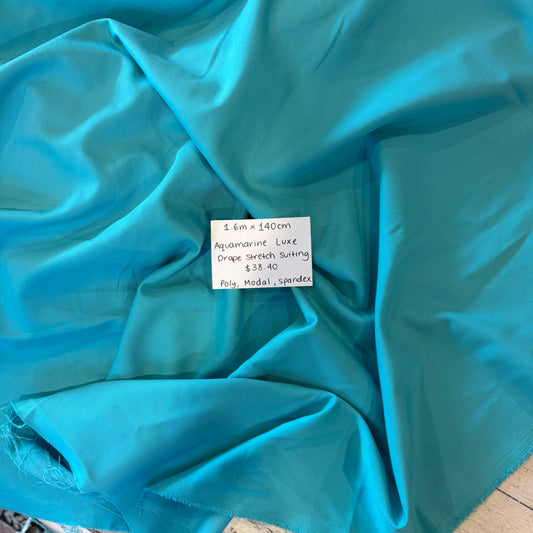 1.6m Aquamarine Luxe Drape Stretch Suiting