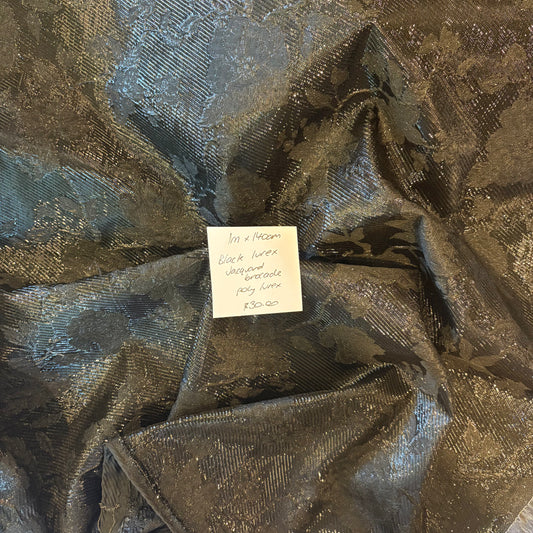 1m Black Lurex Jacquard Brocade