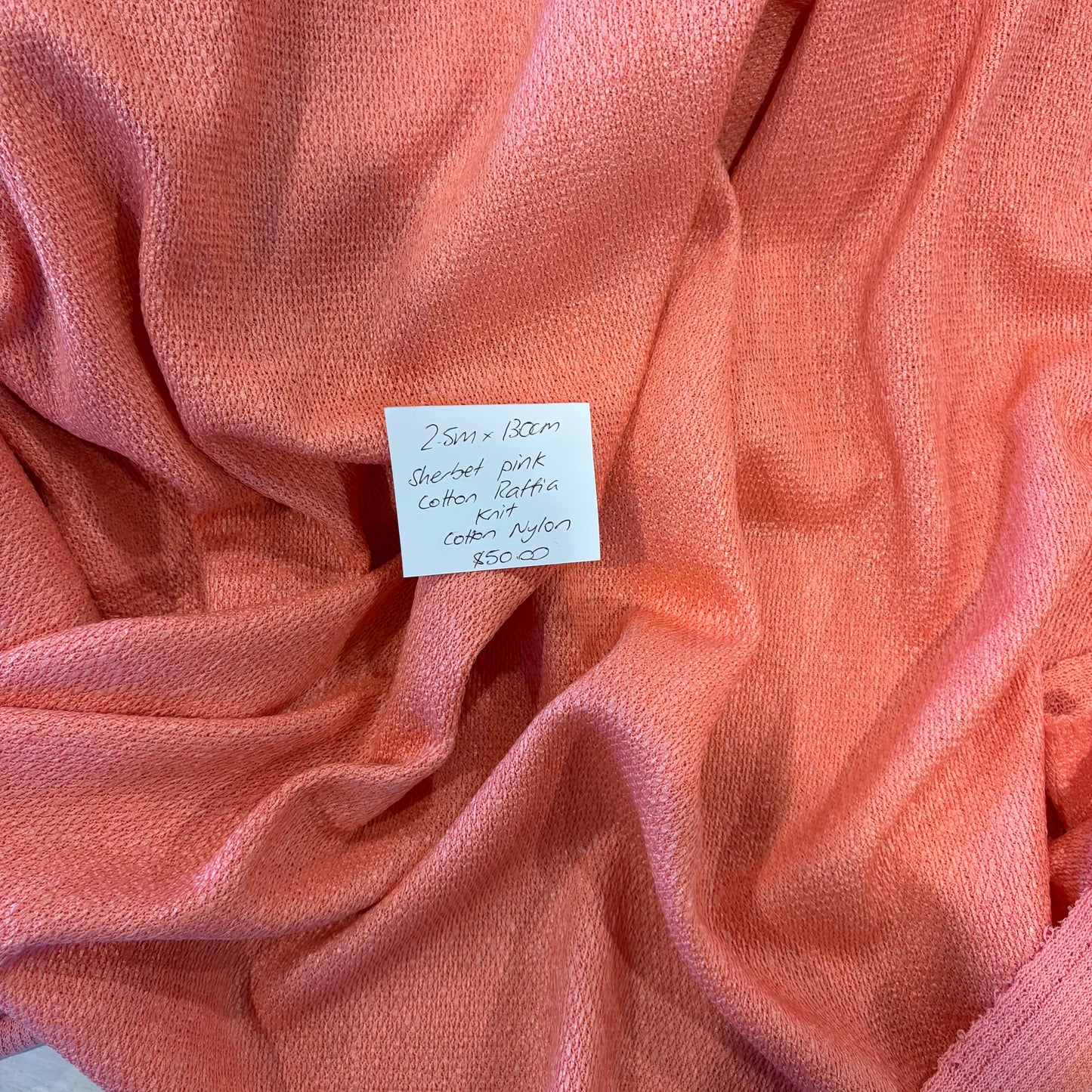 2.5m Sherbet Pink Cotton Raffia Knit