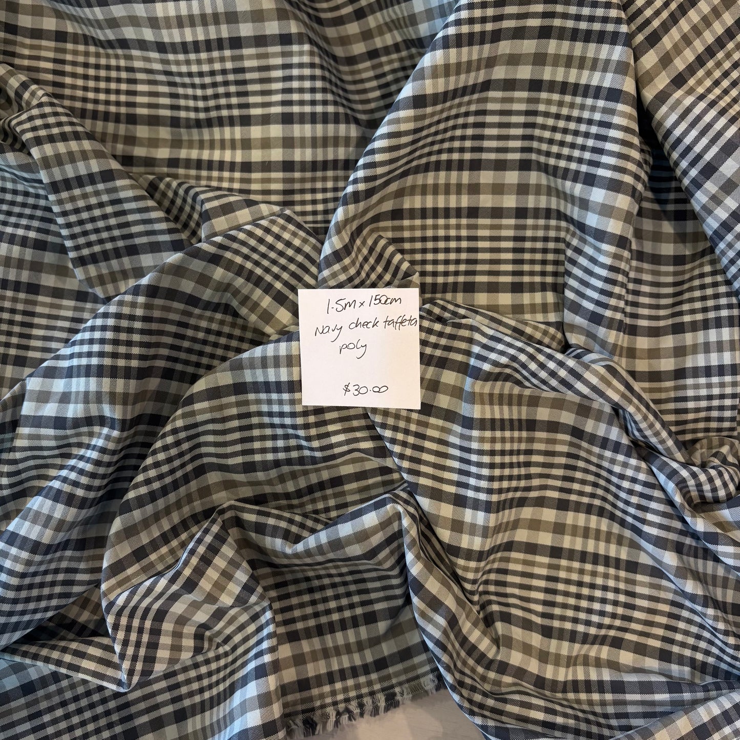 1.5m Navy Check Taffeta