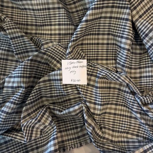1.5m Navy Check Taffeta