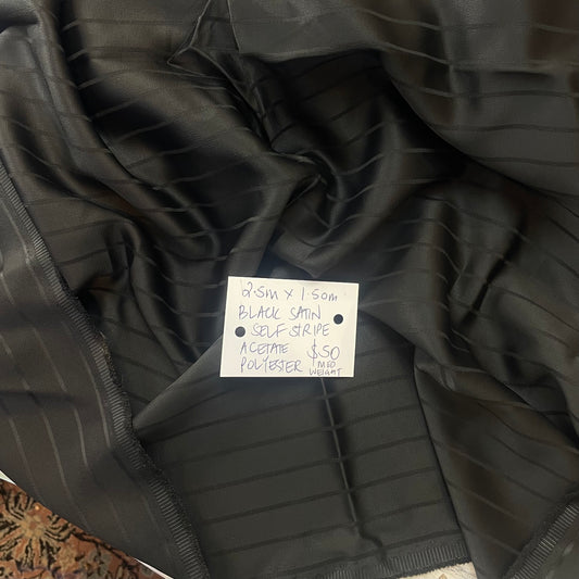 2.5m Black Self Stripe Satin