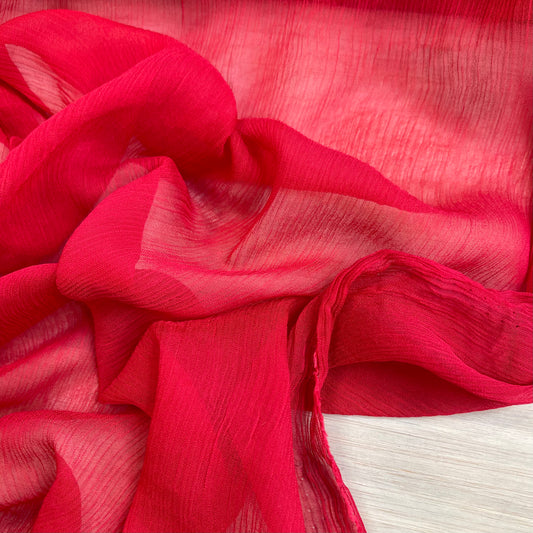 Red Velvet Crinkle Viscose Georgette