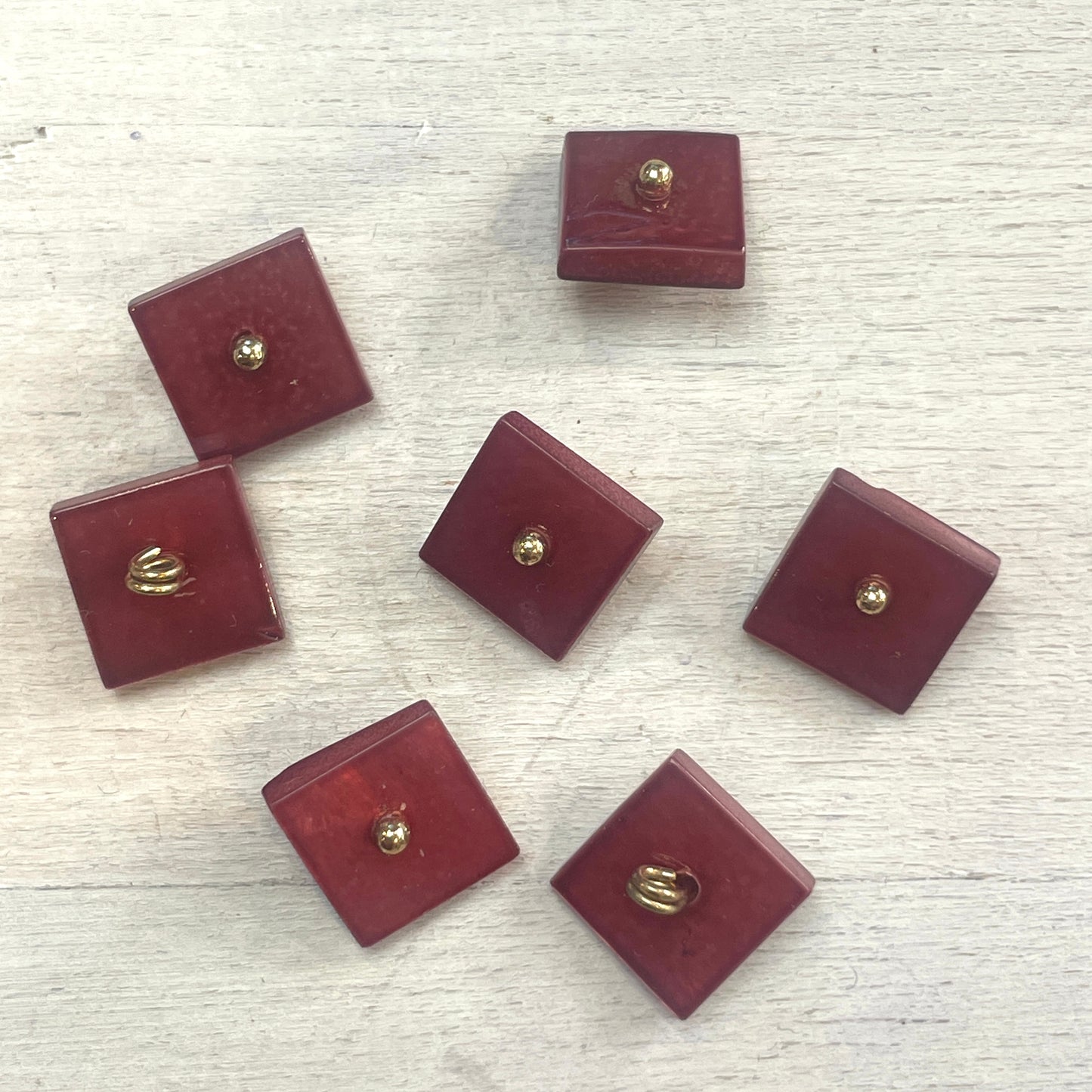 12mm Ruby glass square shank button