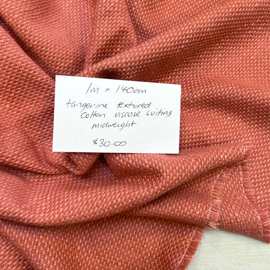 1mtr Tangerine Textured Cotton Viscose Suiting