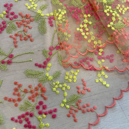 Neon buds Embroidered Lace