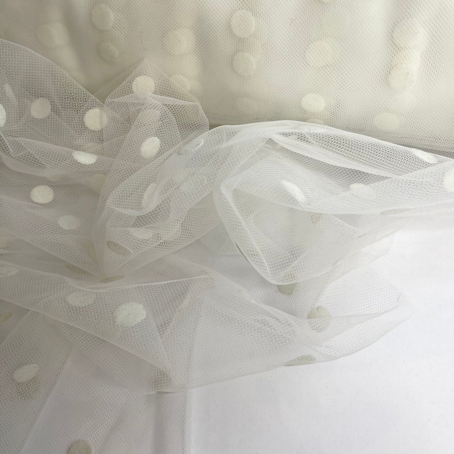 Ivory Flocked Spotted Tulle