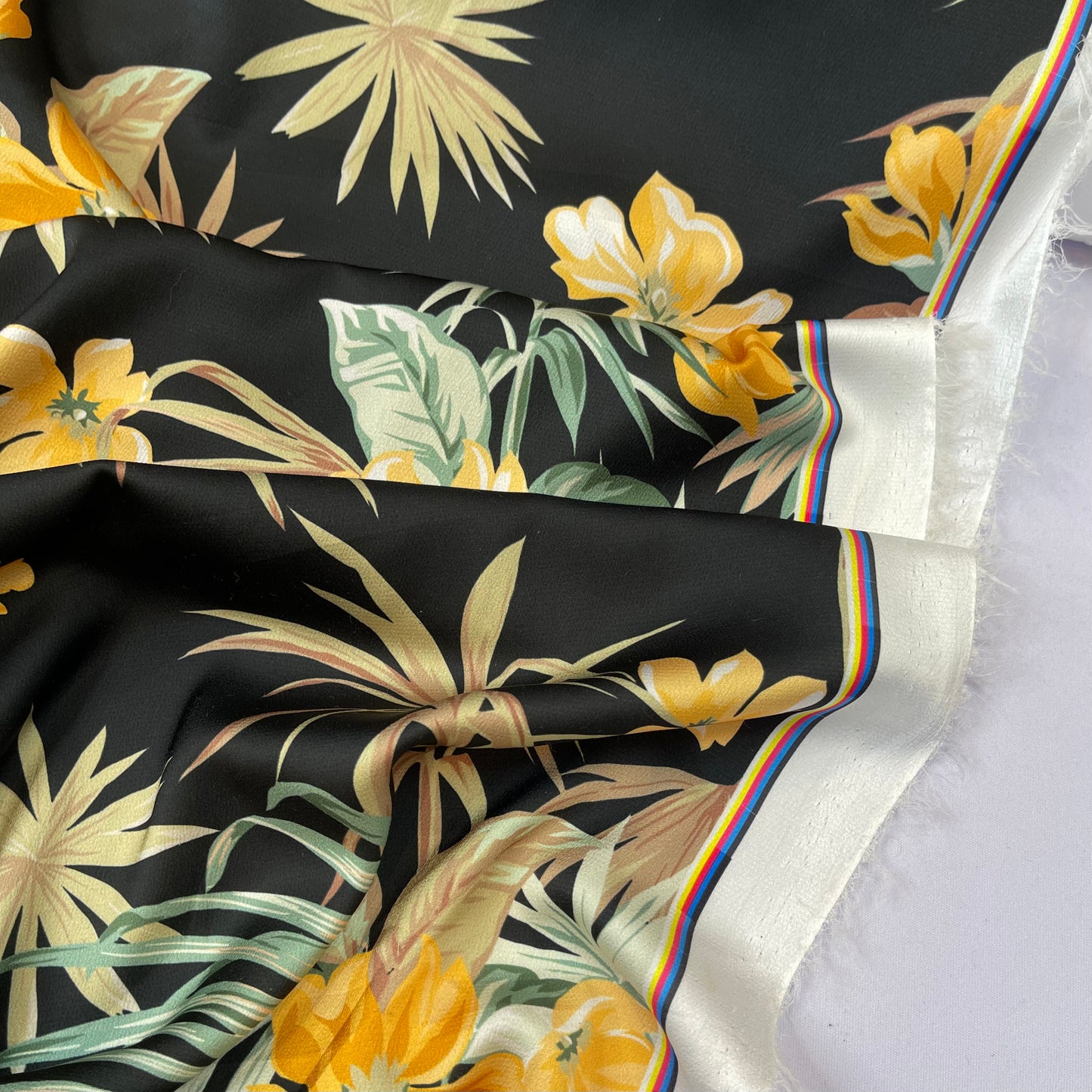 Night Palms Stretch Satin