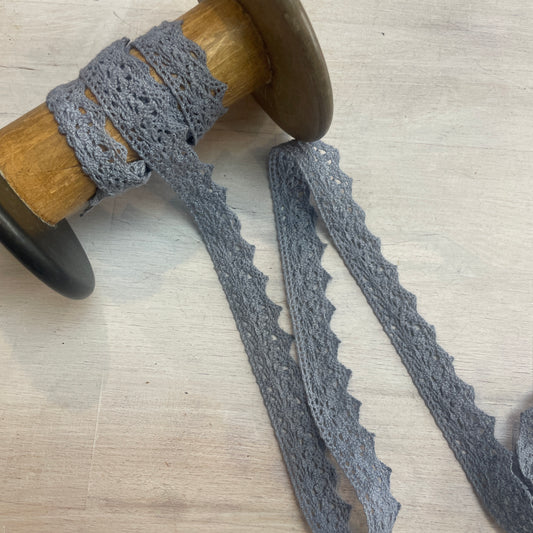 Denim blue cotton crochet