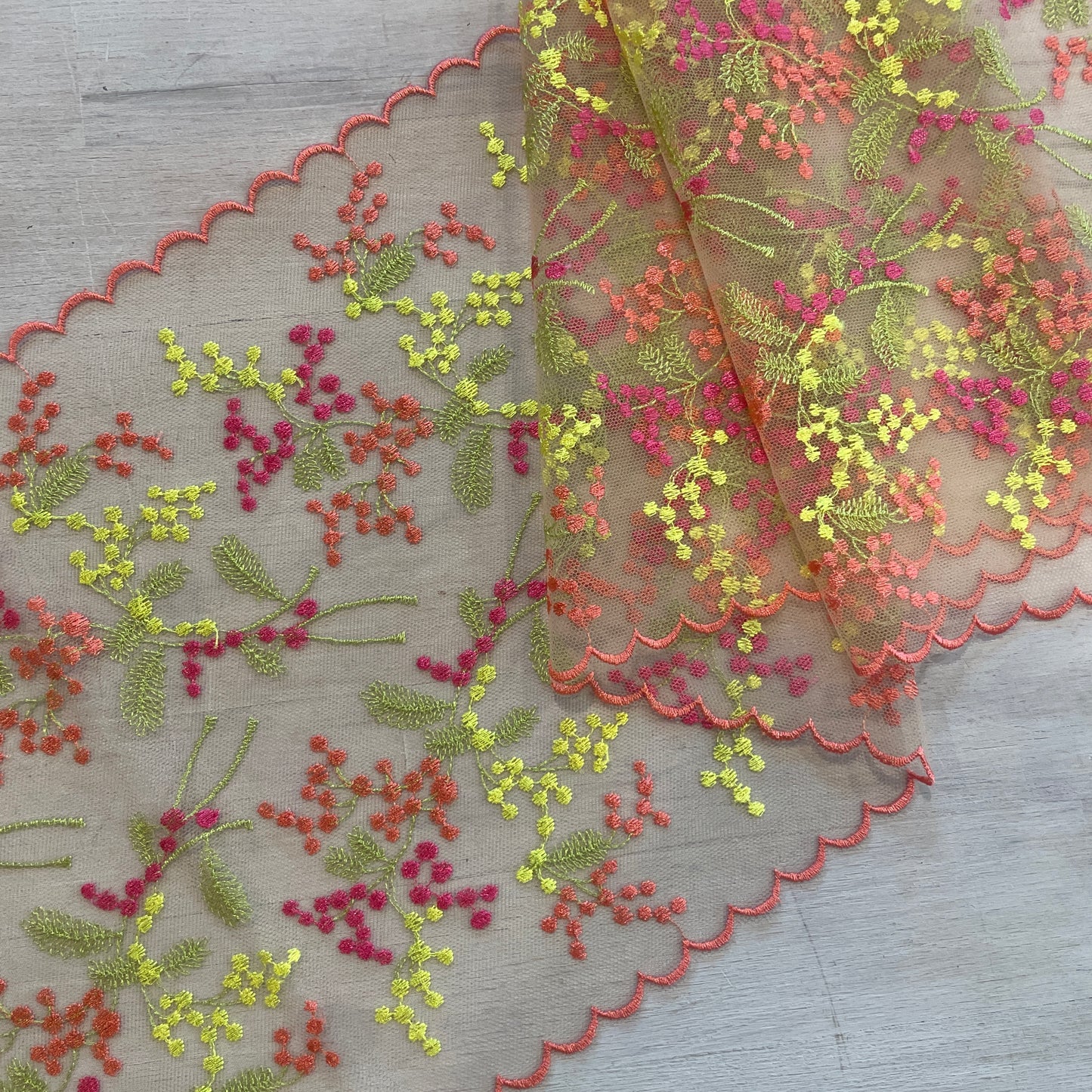 Neon buds Embroidered Lace