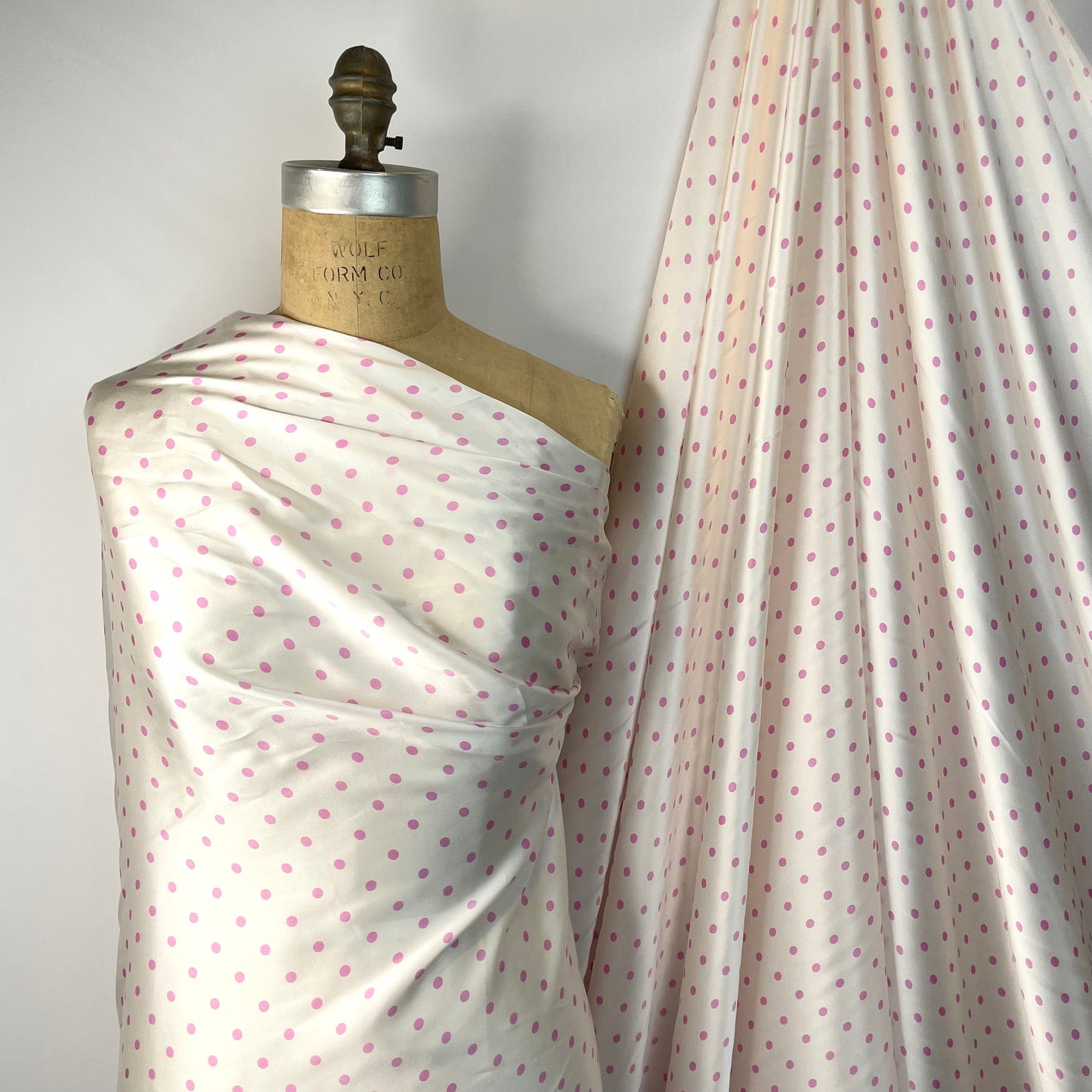 Pink Polka Dots Silk Satin