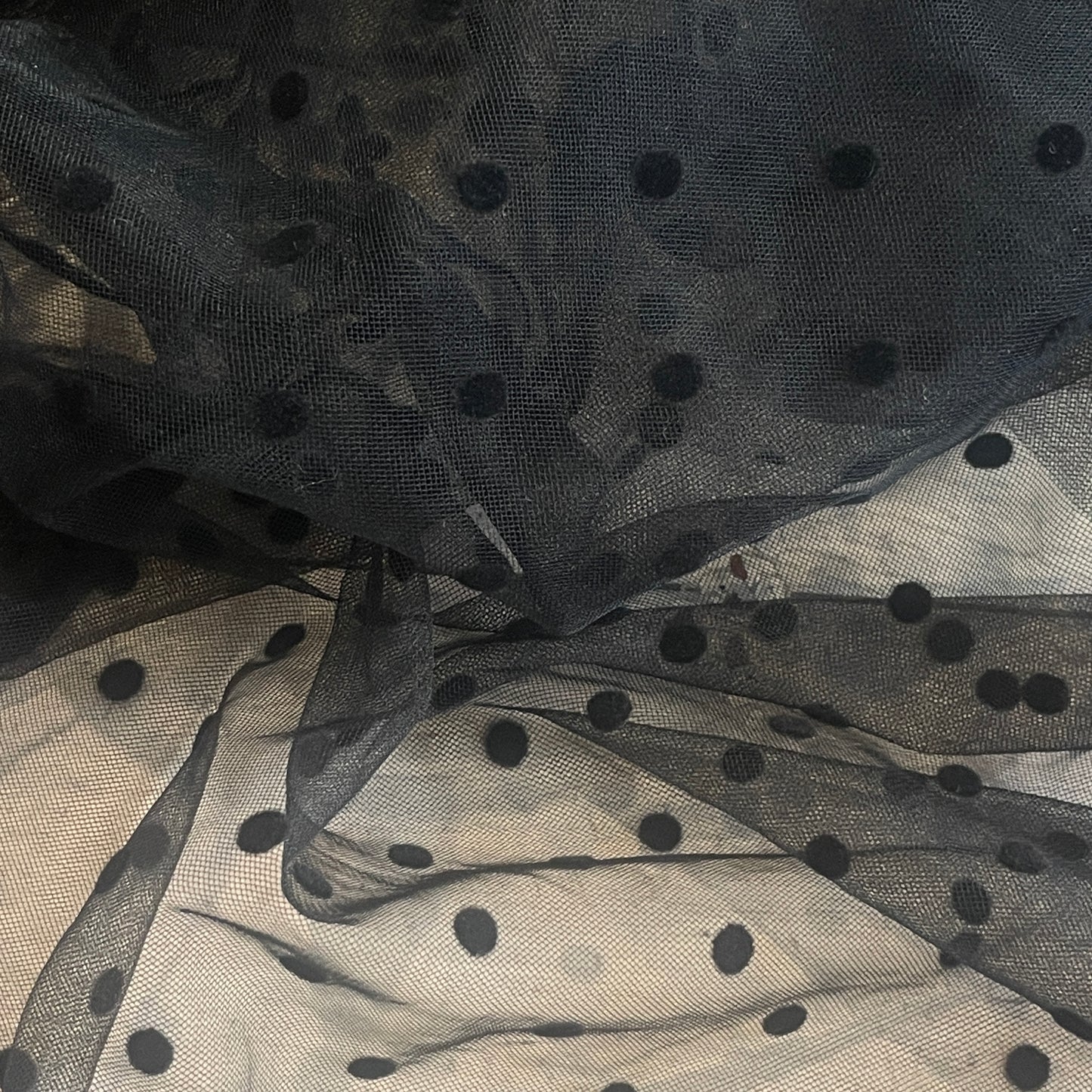 Mimi black flocked Spot Tulle
