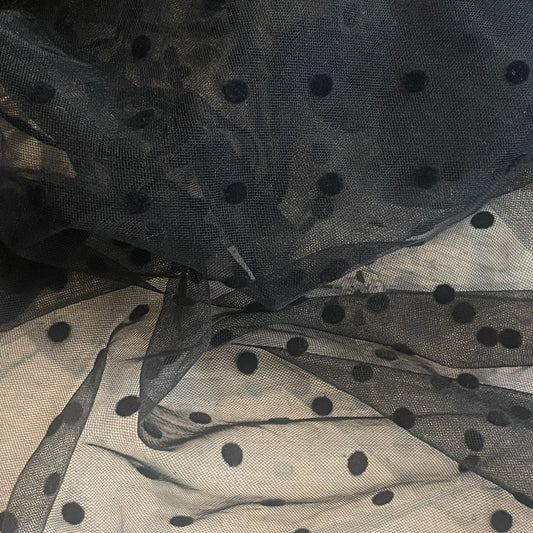 Mimi black flocked Spot Tulle