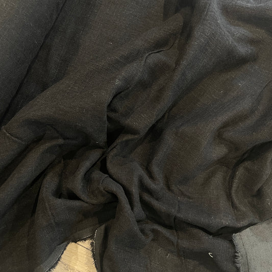 Charcoal black linen cotton double cloth