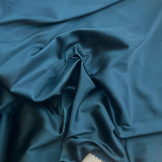 Deep teal stretch duchess satin