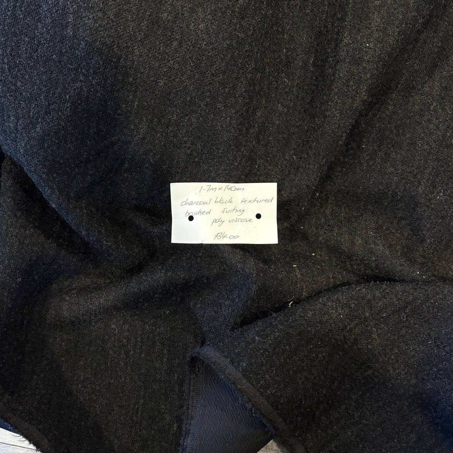 1.7m Charcoal Black Textured Brushed Suiting