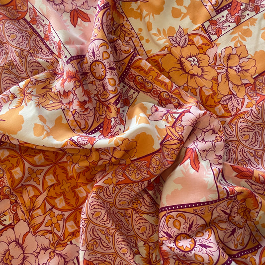1.6m Sunset floral viscose challis