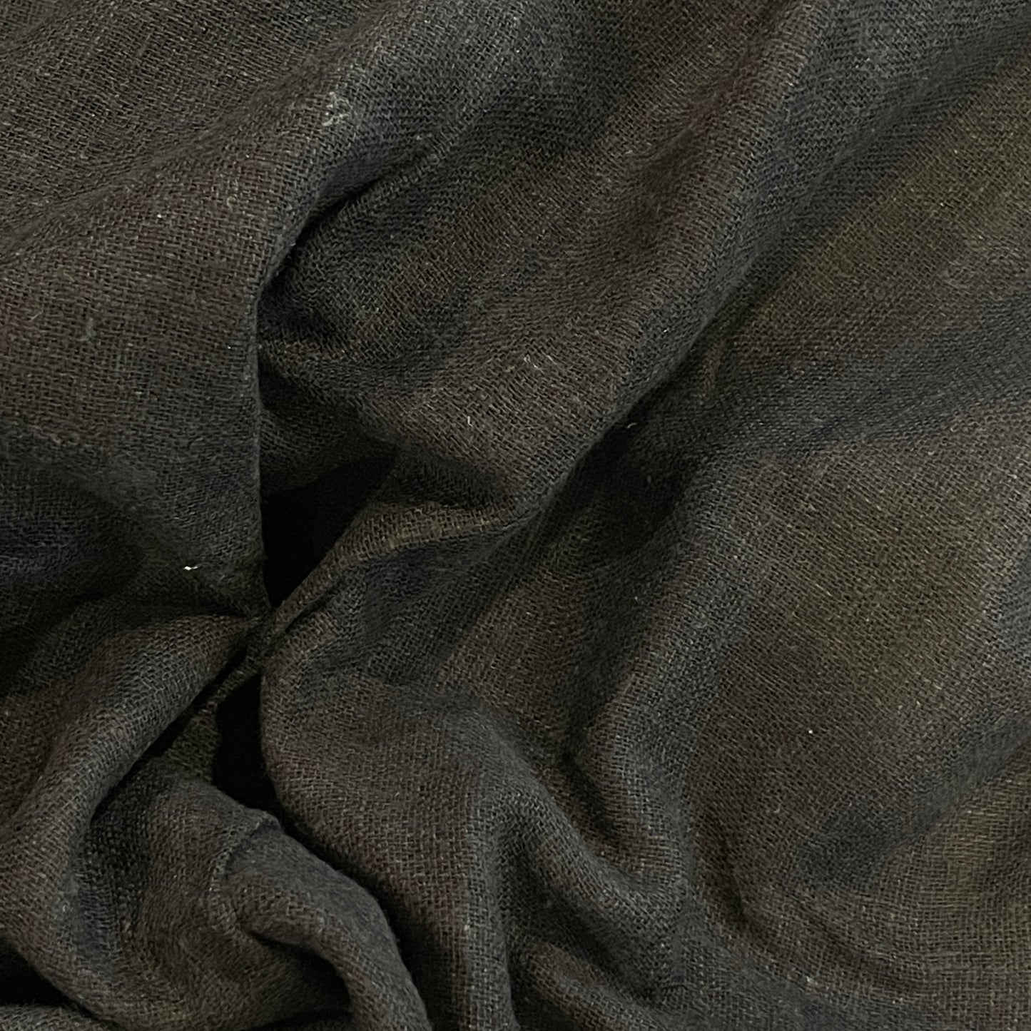 Charcoal black linen cotton double cloth
