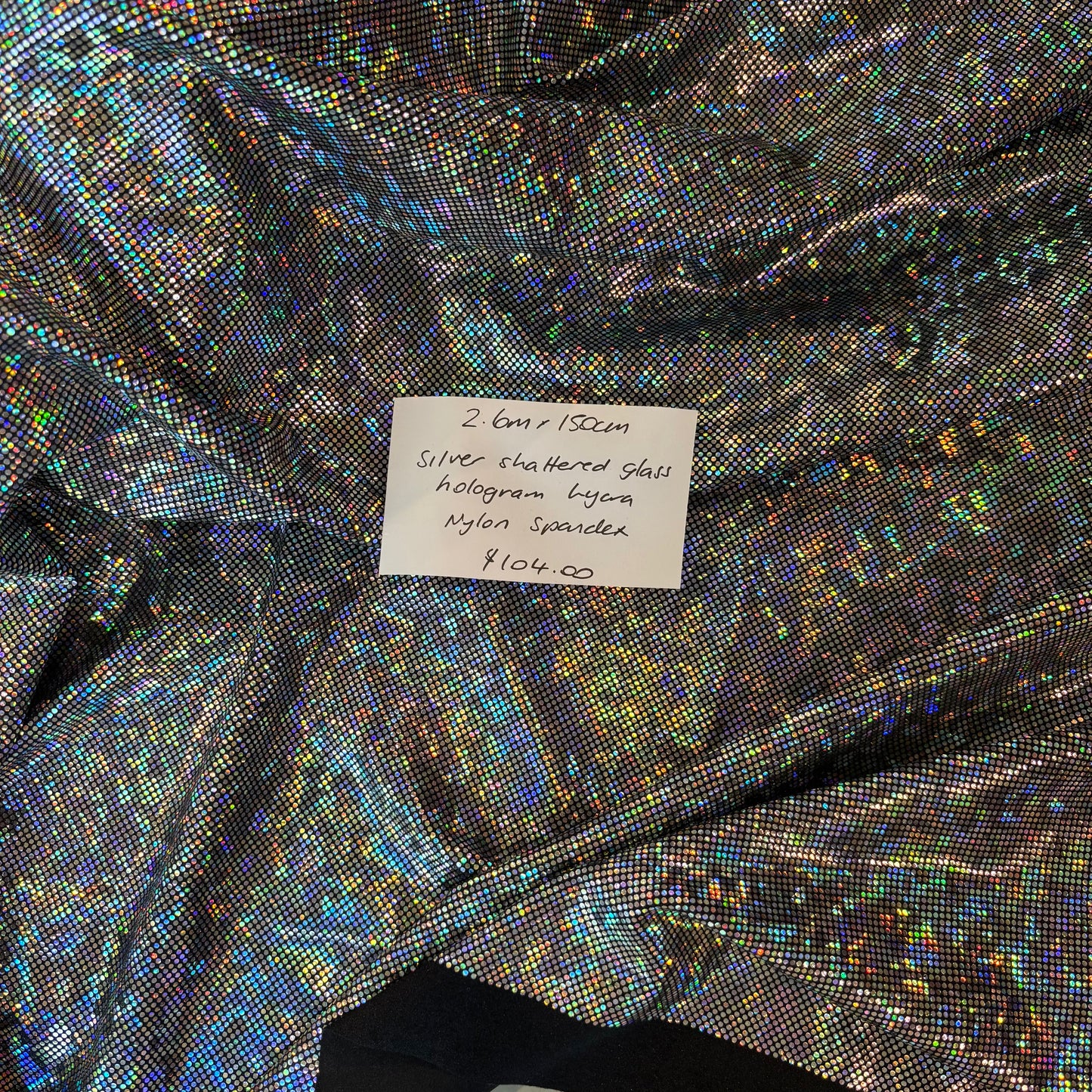 2.6m Silver Shattered Glass Hologram Lycra