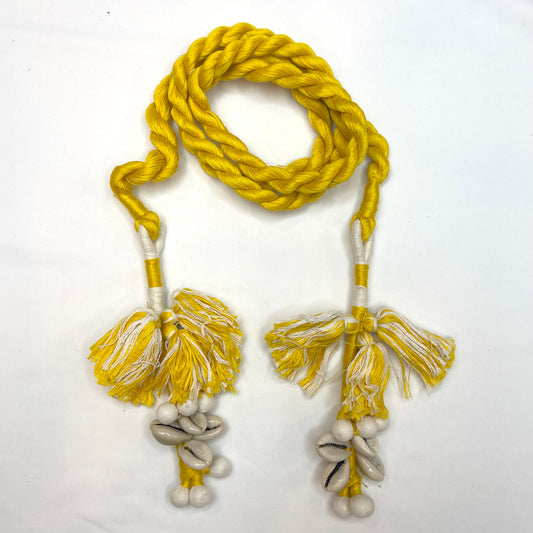 Yellow Tassel Shell Rope Tie Belt